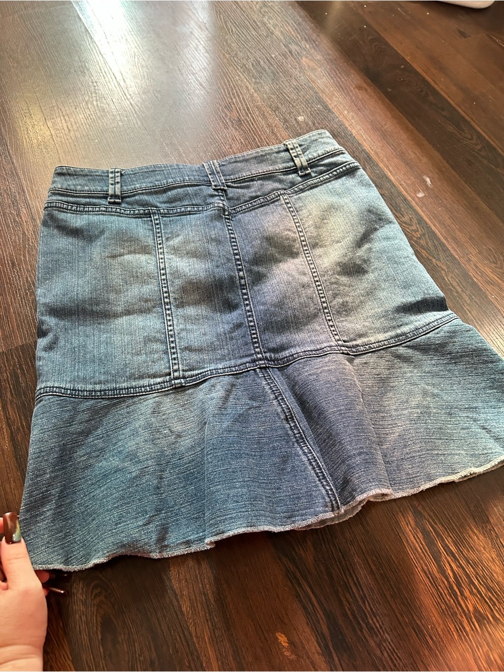 DKNY Blue Denim Flared Mini Skirt - Picture 5 of 5